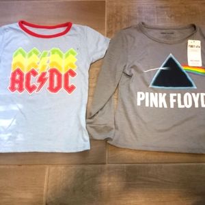Kids size 5t NWT pink Floyd and ac/dc shirt lot
